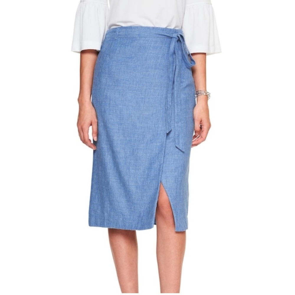 Banana Republic Midi Linen Wrap A-Line Skirt